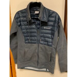 Columbia women's Zip Up Hybrid Jacket Quilted Fleece Grey Blue Size M
